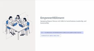 Diapositiva de portada del entregable D2.2 de EmpowerHERment compartida en la reunión del 14 de mayo de 2026