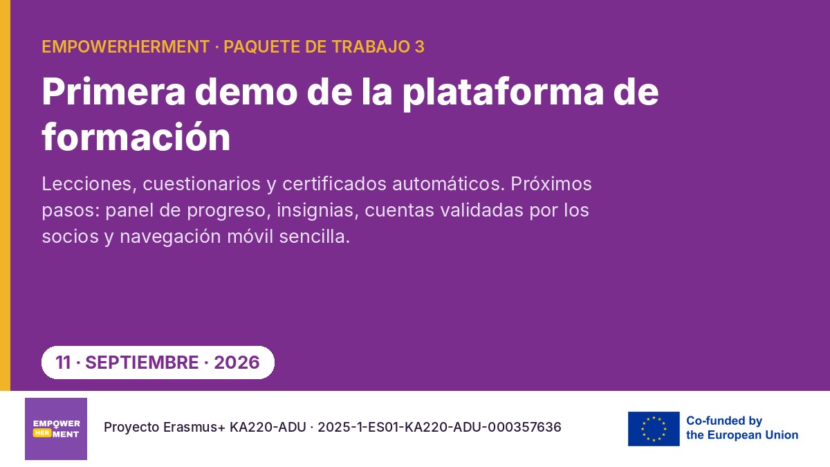 Tarjeta informativa sobre la reunión de la plataforma EmpowerHERment del 11 de septiembre de 2026