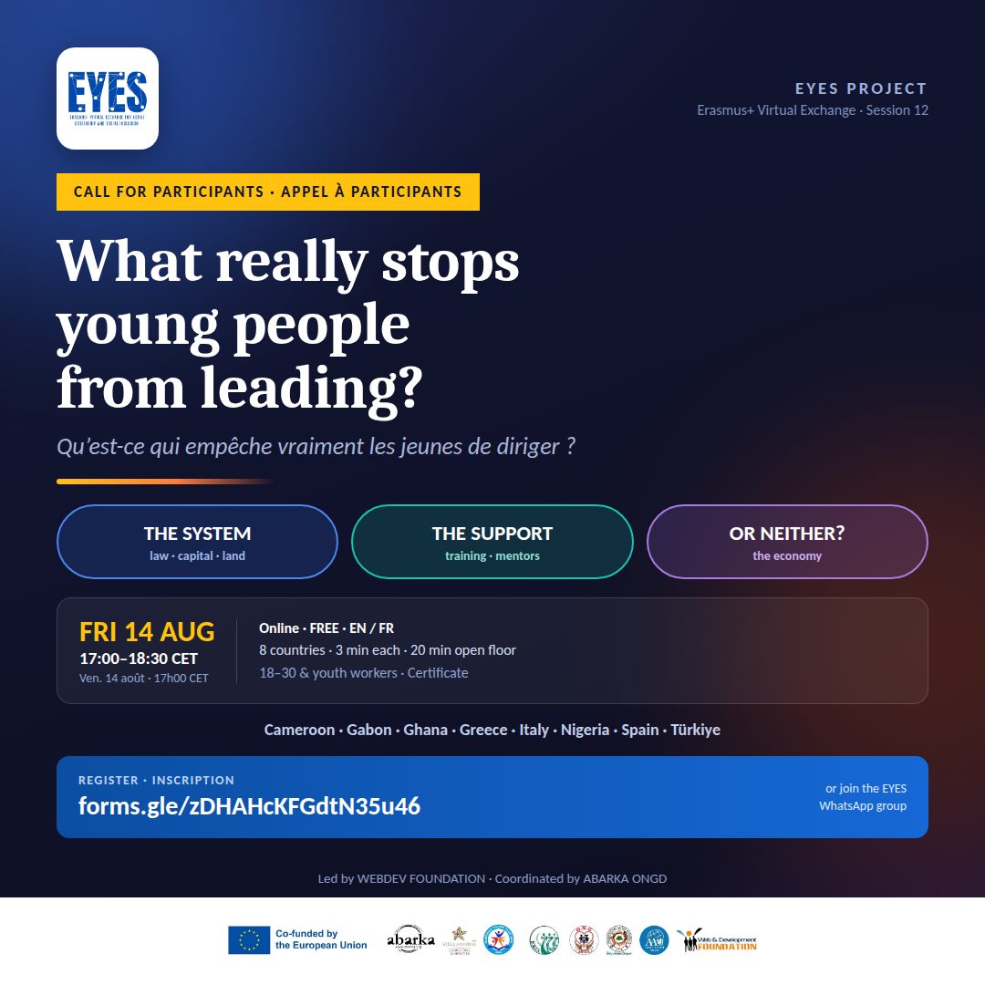 Nuevo debate en línea de EYES el 14 de agosto de 2026 sobre economía social y solidaria para jóvenes – ABARKA ONGD