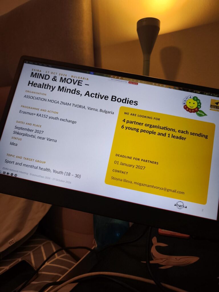 Proyecto Mind & Move, presentado por MOGA ZNAM TVORIA (Bulgaria) en el encuentro con la red ESIRA